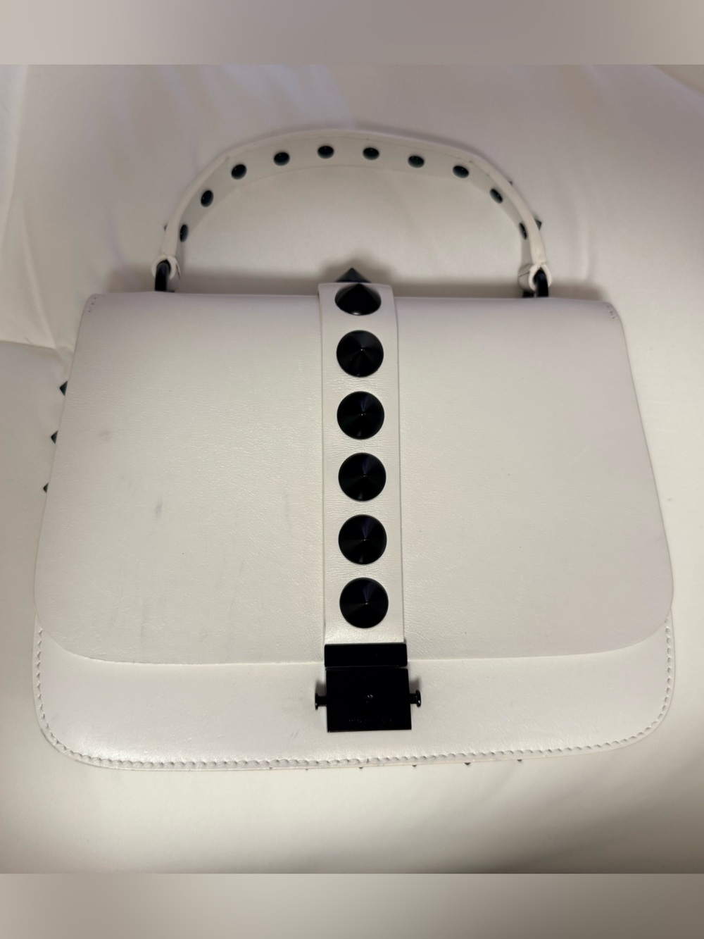 Michael Kors White Studded Top Handle Satchel